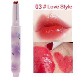 Jelly Mirror Lipstick Makeup Love Shape Waterproof Non-stick Cup Solid Lip Gloss Clear Long Lasting Moisturizing Lipstick Pen (Color: E03)