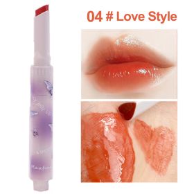 Jelly Mirror Lipstick Makeup Love Shape Waterproof Non-stick Cup Solid Lip Gloss Clear Long Lasting Moisturizing Lipstick Pen (Color: E04)