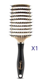 Hairbrush Anti Klit Brushy Haarborstel Women Detangler Hair Brush Bristle Nylon Scalp Massage Teaser Hair Brush Comb (Option: A Golden black-1pc)