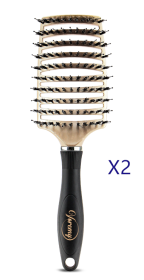 Hairbrush Anti Klit Brushy Haarborstel Women Detangler Hair Brush Bristle Nylon Scalp Massage Teaser Hair Brush Comb (Option: A Golden black-2pcs)