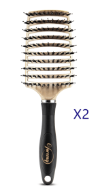 Hairbrush Anti Klit Brushy Haarborstel Women Detangler Hair Brush Bristle Nylon Scalp Massage Teaser Hair Brush Comb (Option: A Golden black-2pcs)