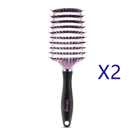 Hairbrush Anti Klit Brushy Haarborstel Women Detangler Hair Brush Bristle Nylon Scalp Massage Teaser Hair Brush Comb (Option: A Purple-2pcs)